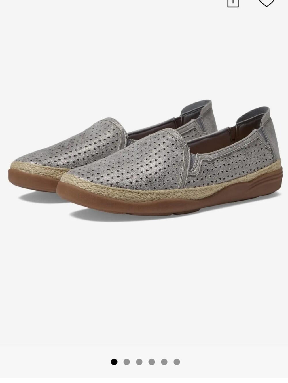 Clarks Elaina Ruby In Pewter Colorway Metallic  Perforated Espadrille Slip-Ons